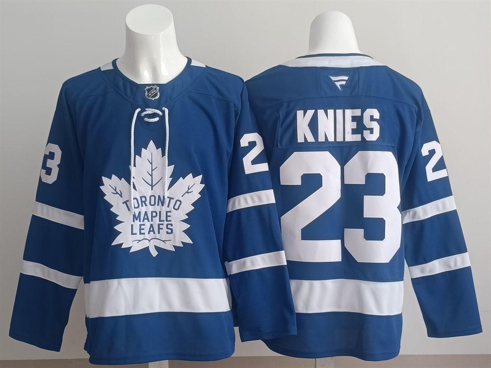 Men 2025 Toronto Maple Leafs #23 Knies Blue Fanatics Home Premium NHL Jersey style 1